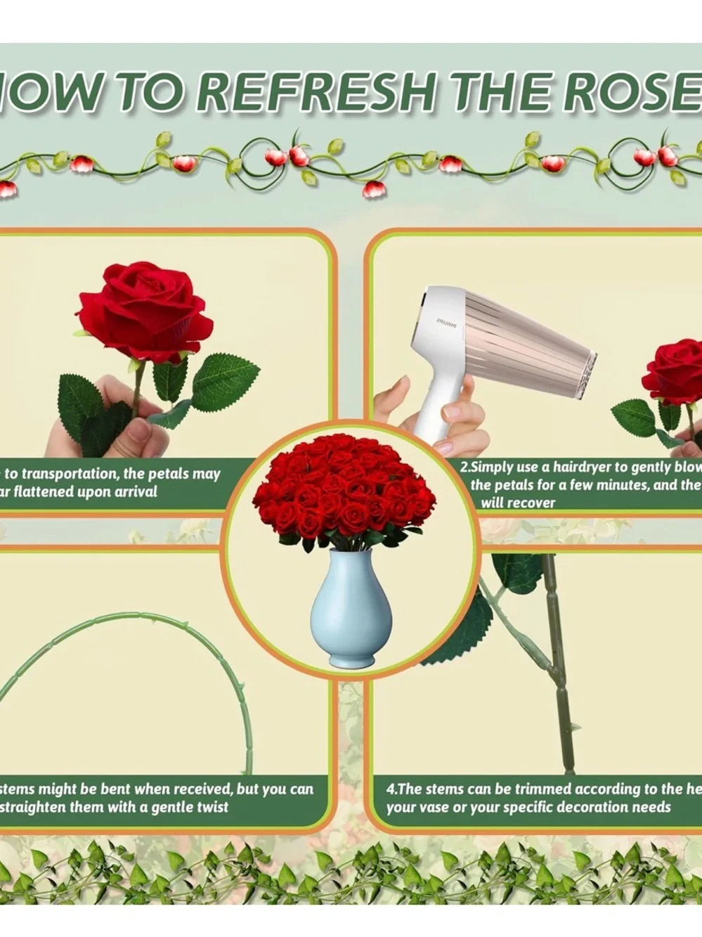 NIB Elegant Red Rose Bouquet Faux Floral Accessory 50 Pcs Weddings DIY Decor